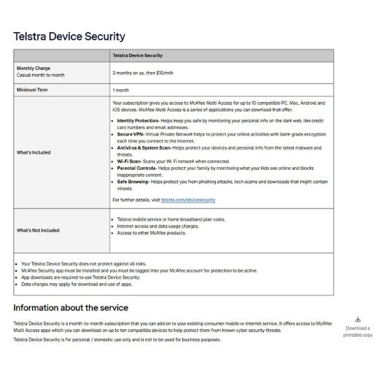 Telstra Device Security (Paid)