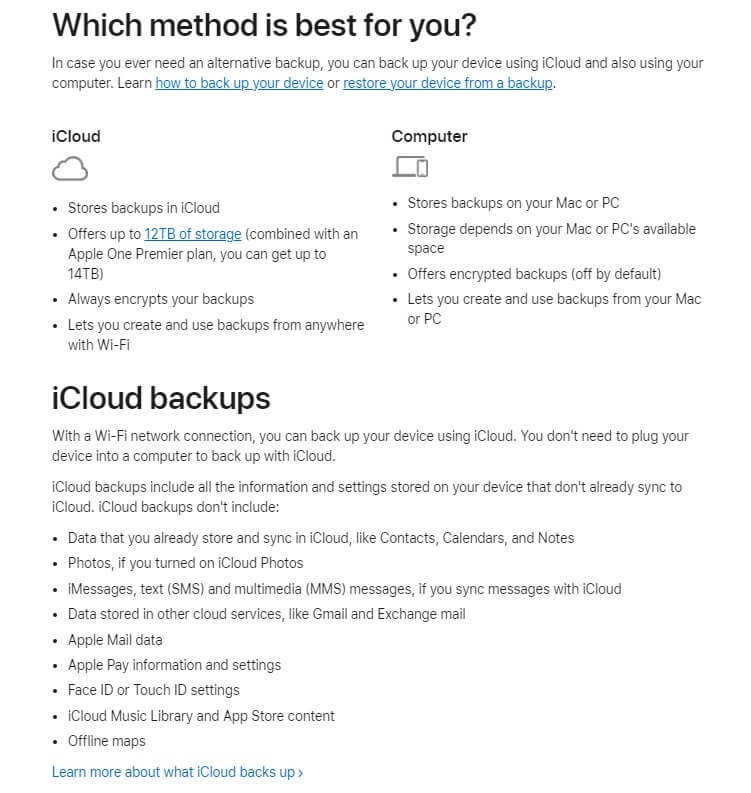 iCloud backups