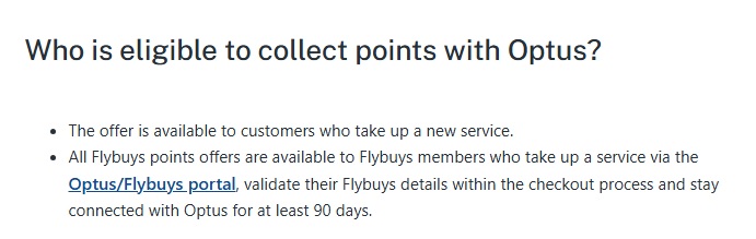 eligible to collect points with Optus